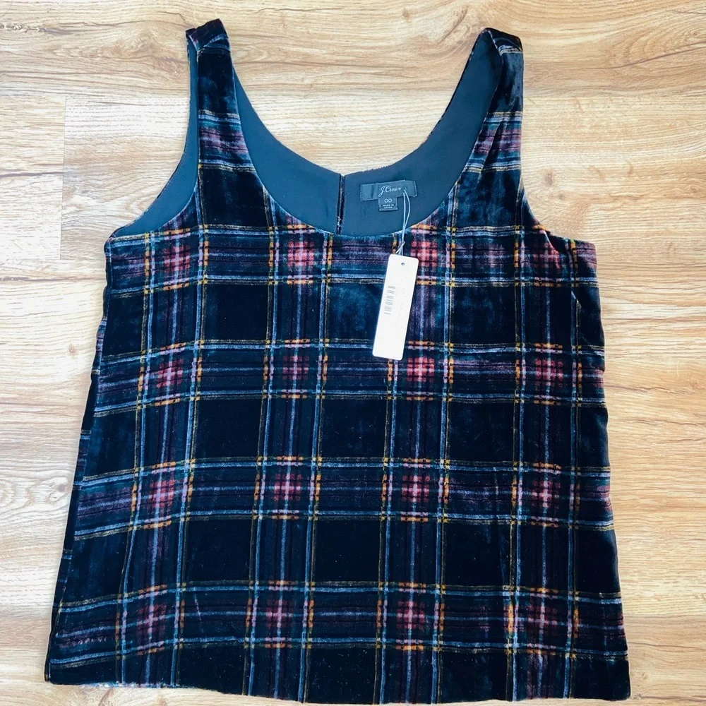 J. Crew Velvet Stewart Tartan Plaid Tank Top